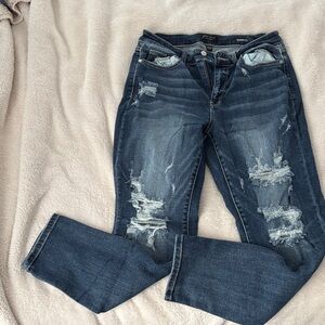Judy Blue Dark Blue Distressed Boyfriend Jeans